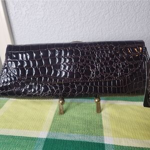 NWT Tianni Brown Faux Crocodile Leather Handbag Clutch